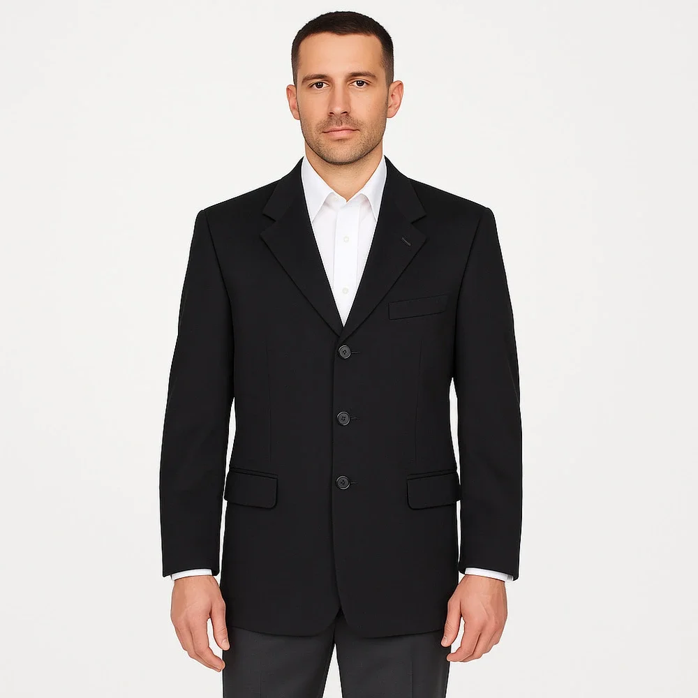 Geoffrey Beene Black Blazer Jacket Mens 41 Long 3 Button Notched Lapel